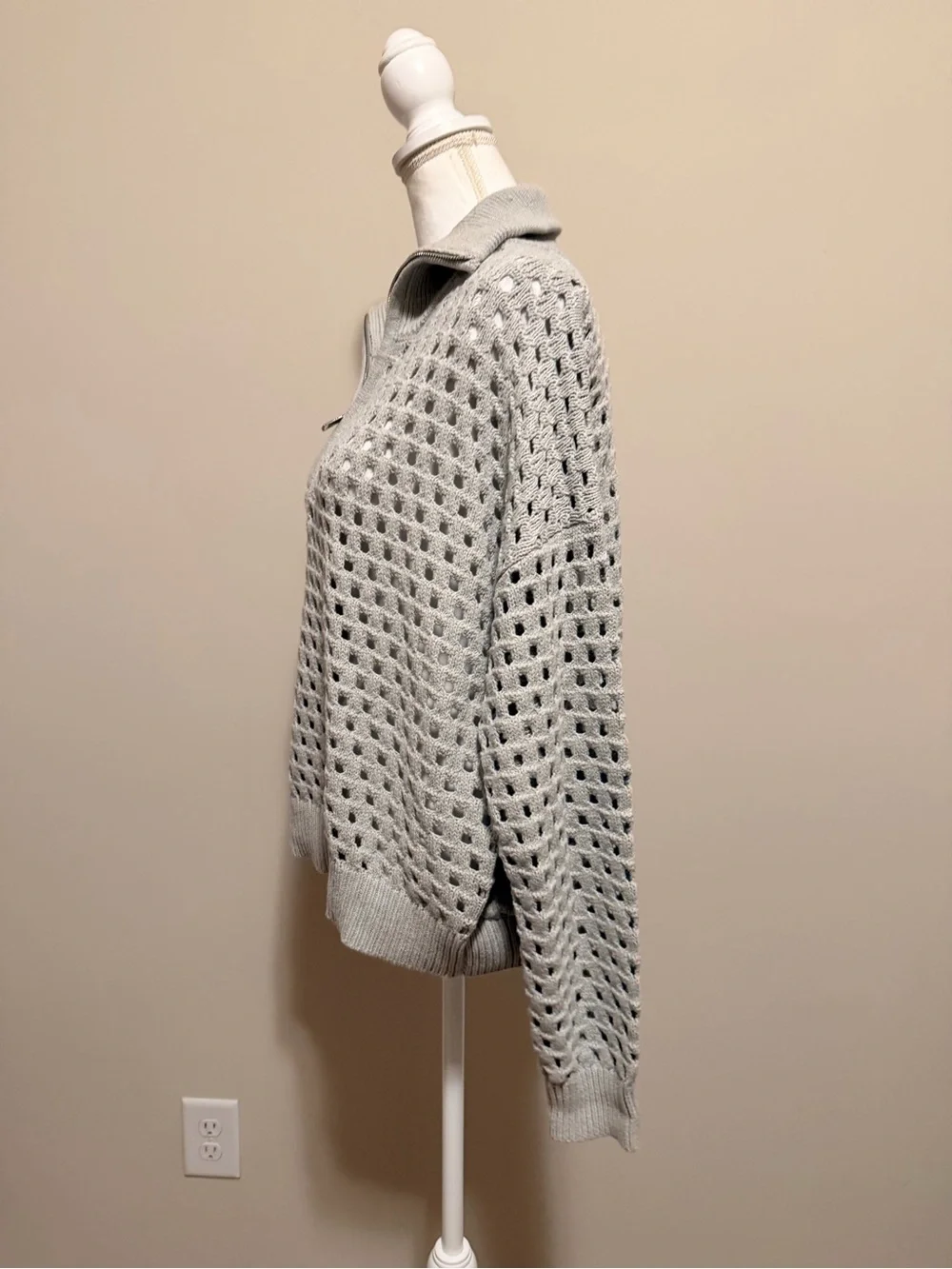 ELAN Arabella chunky half zip knit sweater woman's size medium relaxed fit NWT